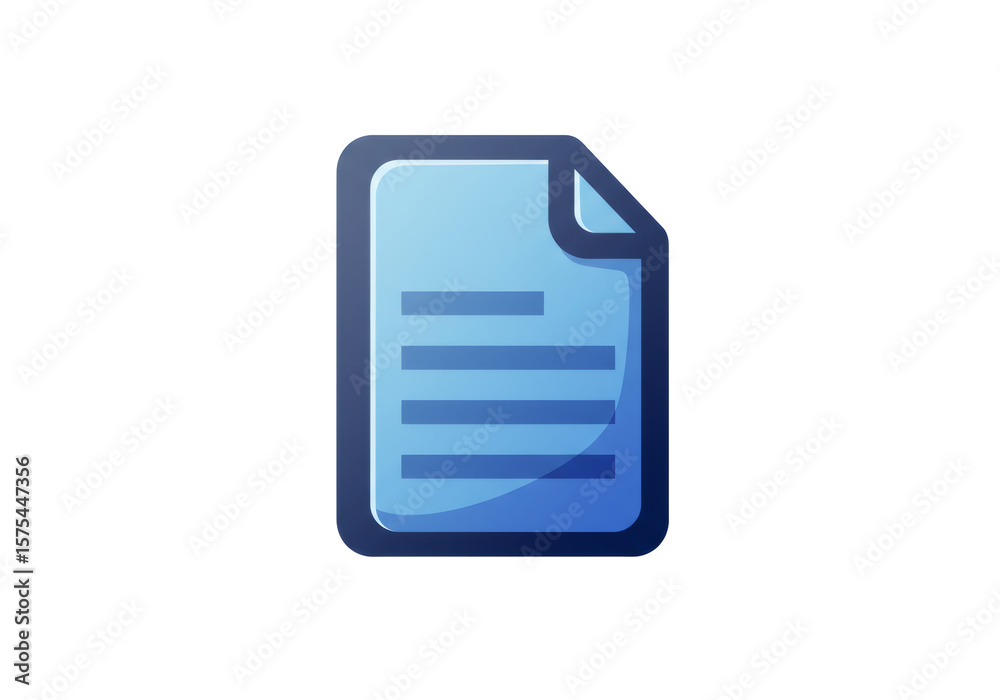 Fototapete blue document icon with text lines on black background data information