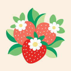 Vector illustration of an abstract background with strawberries