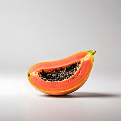 slice of papaya on white background , papaya fruit