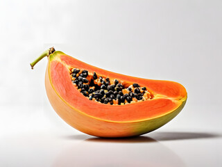 slice of papaya on white background , papaya fruit