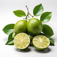 lime cut , lime slice on white background