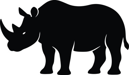 Silhouette rhinoceros standing side view wildlife animal Vector illustration
