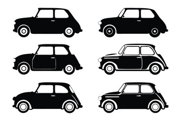 Classic car silhouette medley: A collection of classic compact car silhouettes, evoking nostalgia with their iconic designs.