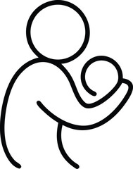 Simple Line Art Illustration of a Parent Gently Holding Their Baby, Symbolizing Care, Love, and Protection for a New...