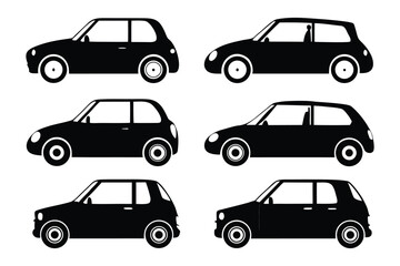 Black Car Silhouettes Collection: A sophisticated ensemble of meticulously crafted black car silhouettes, offering a versatile resource for various design applications.