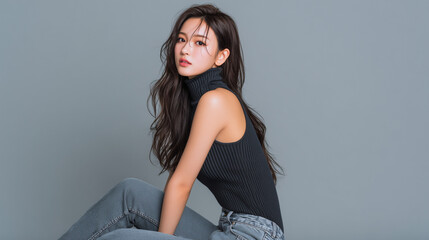 美女, 女性, 美しい, 顔, モデル, 日本, 韓国, 中国, アジア, カフェ, ファッション, 