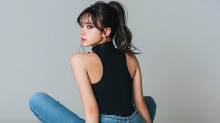 美女, 女性, 美しい, 顔, モデル, 日本, 韓国, 中国, アジア, カフェ, ファッション, 