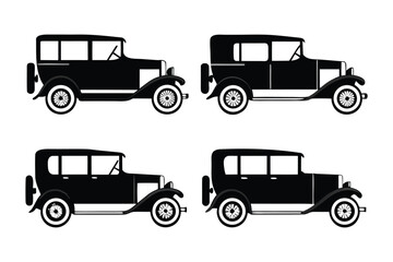 Vintage Car Silhouette: Capturing the essence of classic automobiles, this graphic art piece showcases detailed silhouettes of vintage cars, representing elegance and automotive history.