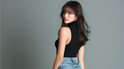 美女, 女性, 美しい, 顔, モデル, 日本, 韓国, 中国, アジア, カフェ, ファッション, 