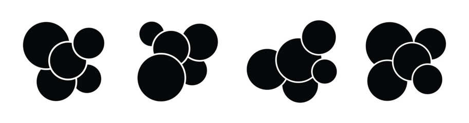 Set of Multiple circle photo collage grid template vector illustration. Black and white picture wall album for abstract background, business, collage art, digital photo, papers. Vector illustration.