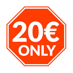 Prices only 1 2 4 5 6 7 8 9 10 11 12 13 14 15 16 17 18 19 20 € euro red colour png, Only € red sale png, stylish discount  green badge png