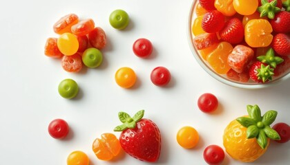 Naklejka premium Colorful fruit-shaped gummy candies