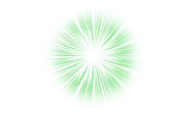 Bright green starburst light effect with glowing rays and radial energy blast on white background. Perfect for comic, sci-fi, highlight, or visual impact in digital artwork and design.