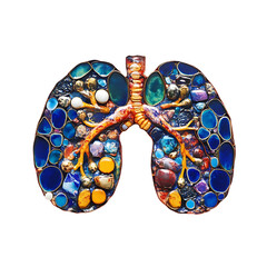 Fototapeta premium Lungs Anatomy: Colorful Gemstone Representation of Respiratory System