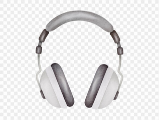 Headphones watercolor illustration for summer travel accessories vector.
