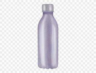 Water bottle watercolor illustration for summer travel accessories vector.