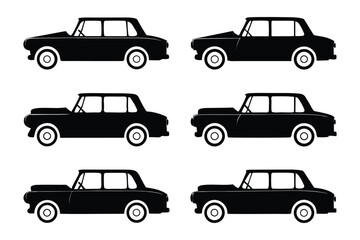 Vintage Car Silhouettes: A collection of vintage car silhouettes evokes nostalgia, highlighting the classic designs and timeless charm of vintage automobile era.