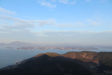 Majestic and beautiful Korean scenery from the top of the mountain