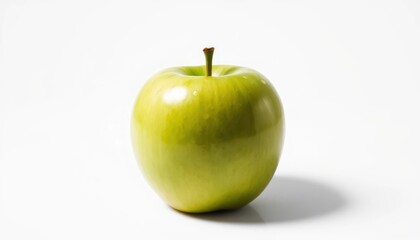 A single green apple on white background (2)