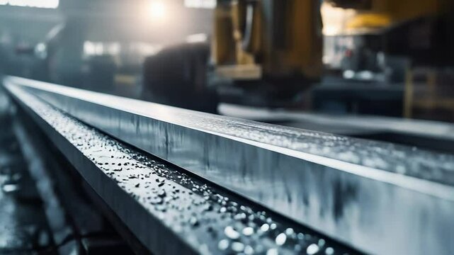 Metal billet undergoing machining in industrial setting