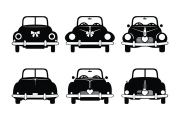 Black and White Classic Car Set: Set of six stylish classic car design.