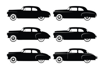 Classic Silhouette Collection: A collection of meticulously rendered vintage car silhouettes. Featuring detailed renderings of each model, highlighting their iconic features. 