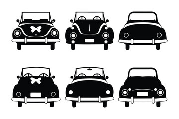 Vintage Car Silhouettes: A collection of stylized vintage car silhouettes, capturing the essence of classic design, from various angles.
