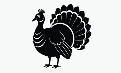 Fototapeta premium Turkey bird silhouette, Turkey cock bird poultry animal silhouette. Good use for logo, symbol, mascot, web icon, sticker, sign, or any design