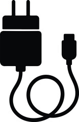 Silhouette USB charger minimalistic simple phone charger Vector illustration