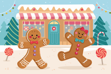Remarkable Gingerbread Men Dancing Front Can - Clean and Minimalist Visual Story Great for Advertisi