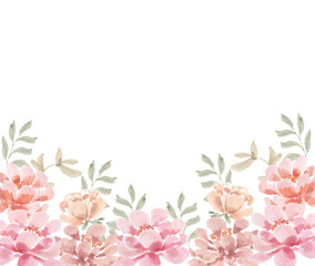 Hand Painted Watercolor Peony Leaves Background