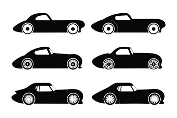 Classic Cars: A striking silhouette of vintage sports cars. The timeless elegance of automobiles. Perfect for adding a touch of vintage charm.