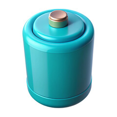 Obraz premium 3d render of a vibrant teal colored battery isolated on a black background