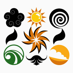 Abstract weather symbols sun cloud spiral vector