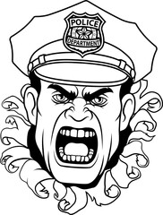 Police Man Policeman Cop Angry Mascot Cartoon