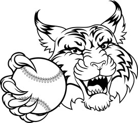 Wildcat Bobcat Baseball Ball Animal Team Mascot