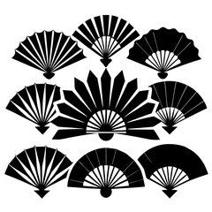 Black Asian Fans Collection traditional fan black fan
