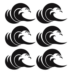 Black ocean wave crests abstract design elements water