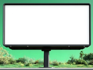 Empty billboard positioned against a vibrant green backdrop.