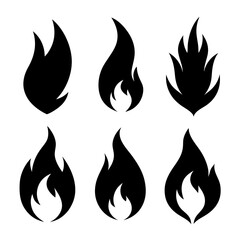 Black flame shapes fire silhouette