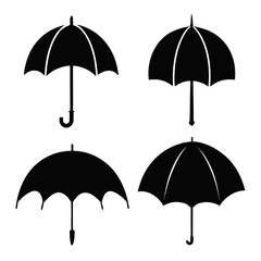 Black umbrella silhouettes open and closed vector © Md Kazi Rahman