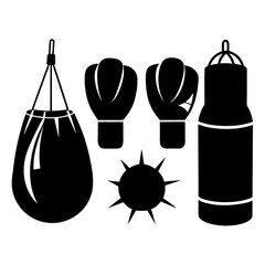 Boxing gloves punching bags spiked ball sports equipment training