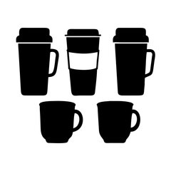 Coffee cup and mug silhouettes with handles beverage drinkware
