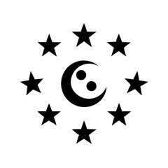 Obraz premium Celestial bodies crescent moon and star shapes night sky