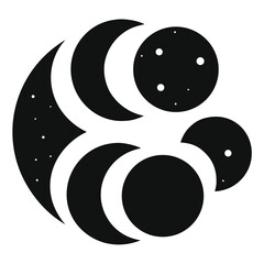 Celestial bodies crescent shapes and full circles moon phases
