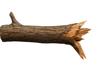 Obraz premium Broken tree branch isolated on transparent background, ideal for compositing and design projects requiring natural elements