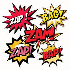 Comic book action sound effects explosions vector