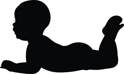 Adorable Baby Boy Crawling Silhouette Illustration