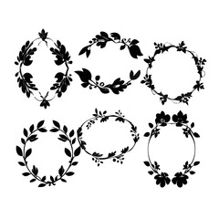 Decorative floral wreaths and frames botanical