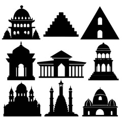 Diverse ancient architectural silhouettes architecture